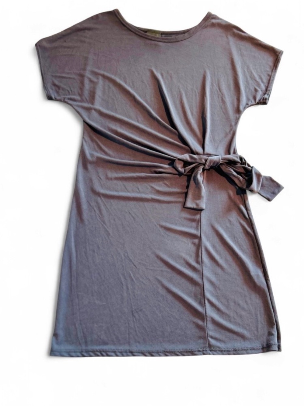 Olivia Rae Twist Tie Front Soft T-shirt Dress Short Sleeve Gray Size M